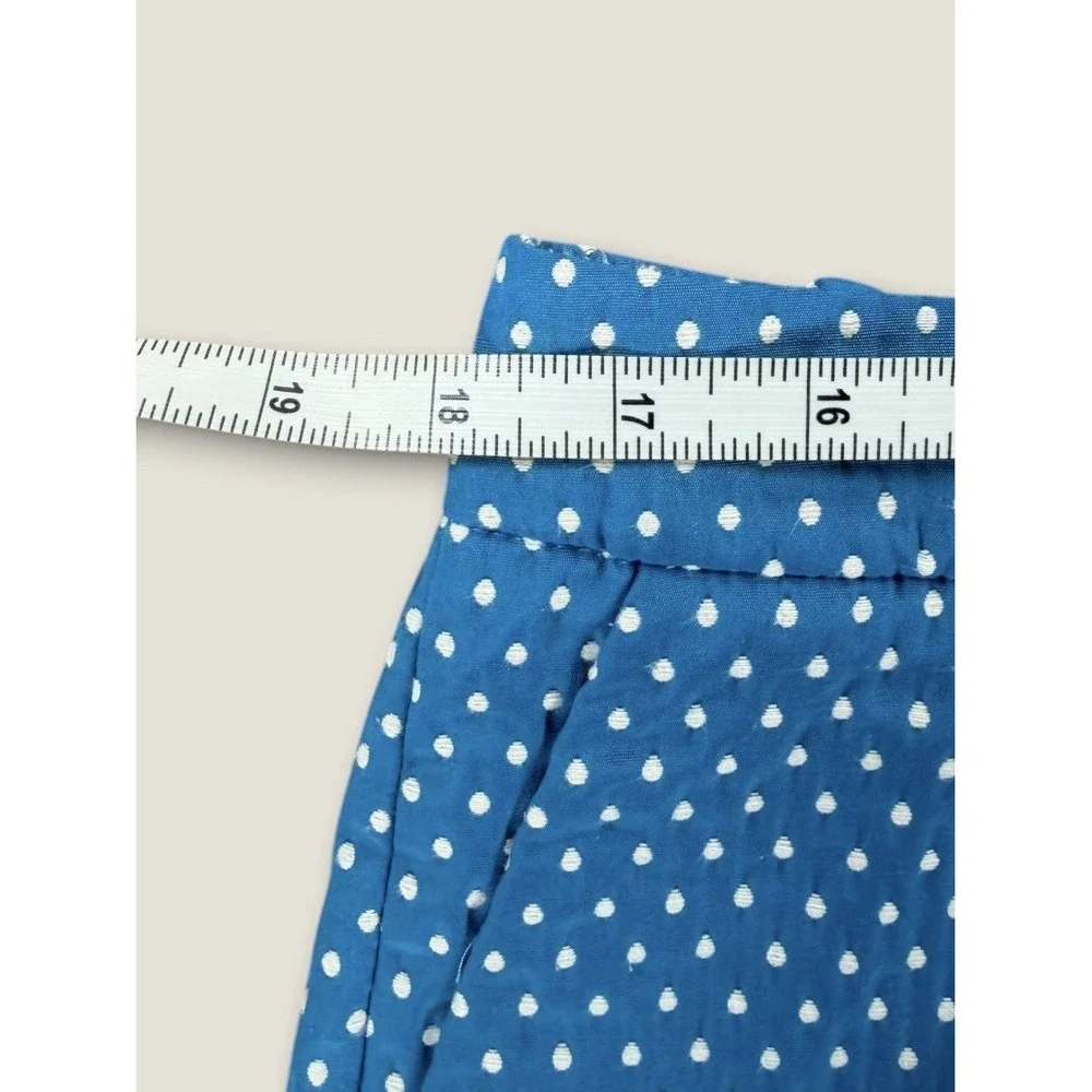J.‎ Crew Cafe Capri Pants 10 Blue White Polka Dot Textured Cropped Chino Womens